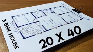 20 x 40 house plan II 800 sqft house plan II 20 X 40 GHAR KA NAKSHA [upl. by Nnylyahs873]