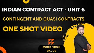 CONTINGENT AND QUASI CONTRACT ICA UNIT 6 ONE SHOT icai charteredaccountant cafoundationclasses [upl. by Enimrej724]