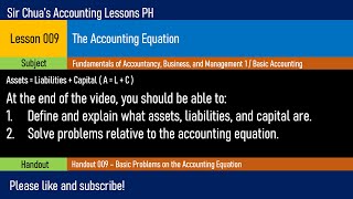 Lesson 009  The Accounting Equation [upl. by Ainslie]