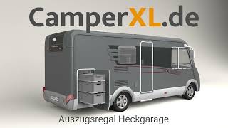 Wohnmobil Regal Heckgarage mit Auszügen CamperXL [upl. by Alrahc]