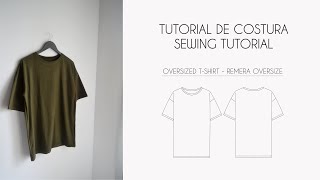 Sewing tutorial oversized tshirt  Tutorial de costura remera oversize  Mercadito de moldes [upl. by Yetnom]