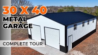 30x40 Steel Metal Building 1200 sq ft Metal Garage Tour  WolfSteel Buildings [upl. by Iad564]