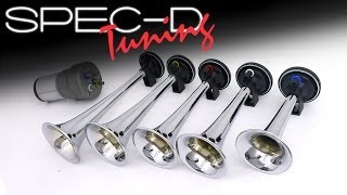 SPECDTUNING DEMO VIDEO 5 CHROME PIPES MUSIC AIR HORN LA CUCARACHA AH60522 [upl. by Jennie]