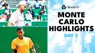 Khachanov vs Norrie Dimitrov Tsitsipas amp AugerAliassime Play  MonteCarlo 2024 Highlights Day 2 [upl. by Sevik638]