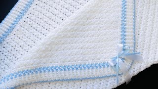 Crochet baby blanket pattern with easy bean stitch crochet pattern and border  Crochet for Baby [upl. by Adnamaa]