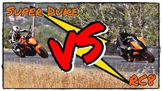 Duel fratricide  Circuit du Luc  KTM Super Duke 1290 VS KTM RC8 R [upl. by Dougy149]