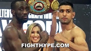 TERENCE CRAWFORD VS AMIR KHAN OFFICIAL WEIGHIN AND INTENSE FINAL FACE OFF [upl. by Alrak278]