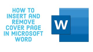 Insert A Cover Page In Word Document [upl. by Kronick]