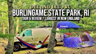 Burlingame state park  RI tour amp reviewvanlife at massive campground [upl. by Soalokcin]