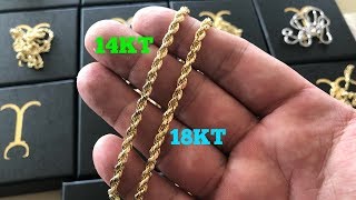 18kt vs 14kt ROPE CHAINS [upl. by Aneehsat525]