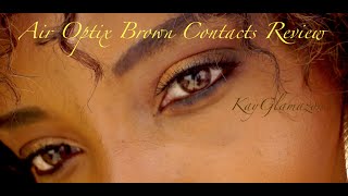 💋Air Optix Color Contact Lenses Review  Color Brown ♡ [upl. by Yrtua145]