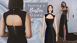 Sewing a Bustier Gown  DIY Evening Dress  Altering Corset Pattern Sewing Vlog [upl. by Akcirahs]