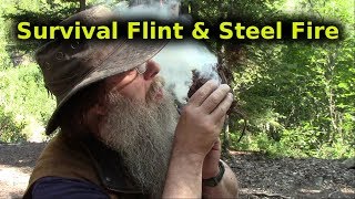 Survival Flint And Steel Fire Lighting Method [upl. by Esilehs]