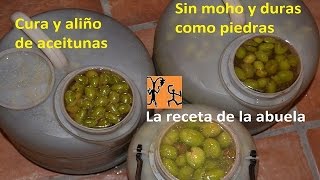 Cura y aliño casero de aceitunas olivas Aceitunas olivas partidas receta abuela [upl. by Crellen443]