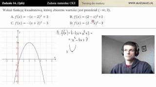 Zad 14 Funkcja kwadratowa  zbiór wartości trening do matury [upl. by Haduhey]