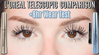 LOREAL TELESCOPIC MASCARA ORIGINAL vs WATERPROOF vs CARBON BLACK REVIEW  BEST DRUGSTORE MASCARA [upl. by Dun44]