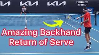 One Handed Backhand Return Of Serve Grigor Dimitrov Tennis Technique [upl. by Gnof]