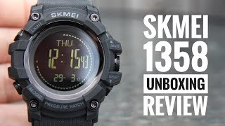 Skmei 1358 Compass Altimeter Barometer Thermometer etc unboxing [upl. by Notniv503]