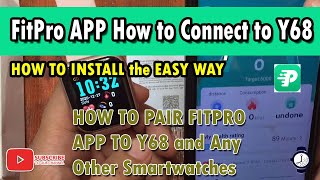 FitPro app How to Install and Connect Y68 Smartwatch to Android Smartphone [upl. by Corinna]