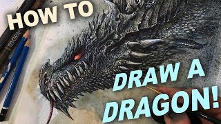 DRAWING A DRAGON MIXED MEDIA TUTORIAL [upl. by Behre]