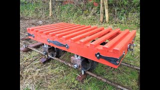 Homemade FlatBed Wagon With Wooden Bearings for the narrow gauge railway [upl. by Berenice]