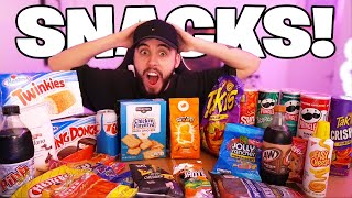 BRIT TRIES AMERICAN SNACKS FOR THE FIRST TIME [upl. by Gayleen797]