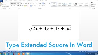 How To Write Extended square Root in Word  Type Extended Square Root in Microsoft Word [upl. by Anirahs]