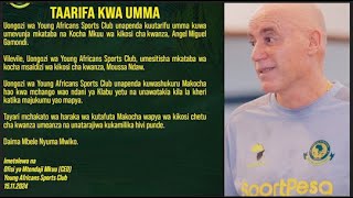 TAARIFAKOCHA MIGUEL GAMONDI AFUTWA KAZI RASMI YANGA [upl. by Yelsnia]