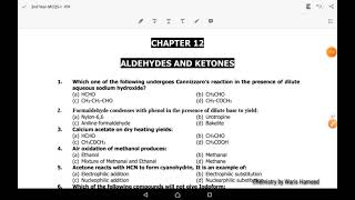 Aldehydes and Ketones  Chp 12  MCQs  2nd Year Chemistry  by Waris Hameed [upl. by Nara]