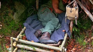 Building a Bushcraft Camp Part 3  Survival bed [upl. by Colligan280]