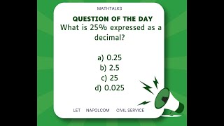 What is 25 expressed as a decimala 025b 25c 25d 0025 [upl. by Ikcaj]