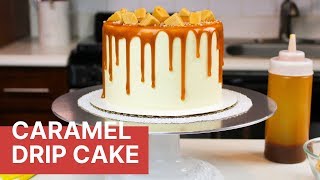 How To Make A Caramel Drip Cake From Scratch  CHELSWEETS [upl. by Ihpen]