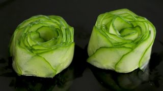 How to Make Cucumber Rose Garnish [upl. by Miner]