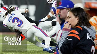 Damar Hamlin collapse Fans horrified after Buffalo Bills player suffers cardiac arrest on field [upl. by Griswold407]