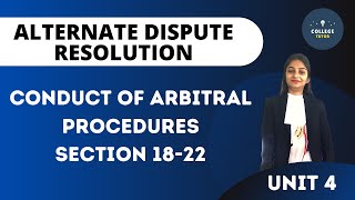 Conduct of arbitral procedures  Section 1822  Arbitration  ADR [upl. by Nnaytsirk]