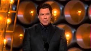 John Travolta mispronounces Idina Menzel at the 2014 Oscars [upl. by Namielus306]