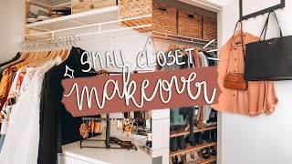 SMALL CLOSET MAKEOVERTRANSFORMATION  Closet Organization Ideas [upl. by Namya]