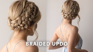 EASY MilkmaidCrown Braided Updo  Perfect for long hair  medium hair lengths [upl. by Christiano226]