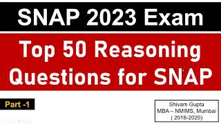 SNAP 2023 Exam Top 50 Reasoning Questions Series for SNAP  Part 1  Mission SIBM Pune [upl. by Ahsaele]