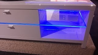 Blue LED Lights Edge Lit Glass Tv Table Backlighting How to Install Blaue LCD Tv Wand  Tisch [upl. by Leba740]