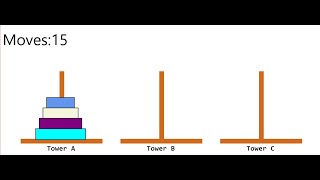 Tower of Hanoi  4 Disks [upl. by Stasny]