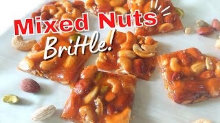 MIXED NUTS BRITTLE  SUPER EASY CARAMELIZED NUTS  ONLY 3 INGREDIENTS [upl. by Delogu]