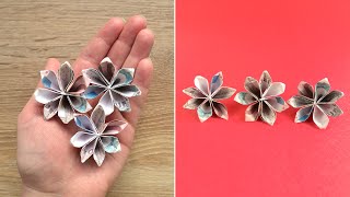 KLEINE BLUME Origami Geldgeschenk GELD FALTEN  Small MONEY FLOWER  Tutorial by Euro Origami [upl. by Marigold]