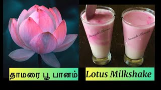 அடுப்பில்லா சமையல்  தாமரை பூ பானம்  Lotus milk shake  No oil No boil recipe  Poongodi’s Channel [upl. by Neeoma]