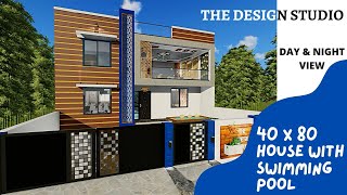 40 X 80 HOUSE PLAN WITH SWIMMING POOL  THE DESIGN STUDIO [upl. by Samaj]