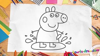 How to draw Peppa Pig  Easy stepbystep drawing lessons for kids [upl. by Tiff]