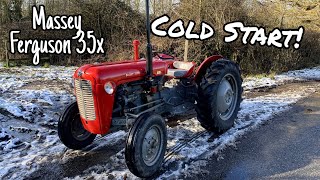 MASSEY FERGUSON 35X COLD START amp DRIVE [upl. by Orlov]