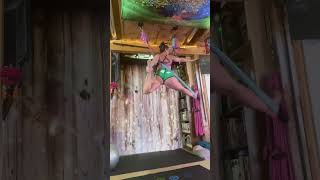 Aerial yoga cross back straddle Bow arrow Flow ￼ [upl. by Arrehs784]