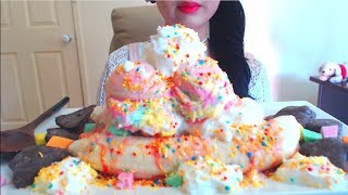 ASMR EATING BANANA SPLIT ICE CREAM SUNDAE  CHOCOLATE BISCUITS  NO TALKING [upl. by Thalia297]