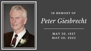 Peter Giesbrecht Memorial Service [upl. by Adlemi]